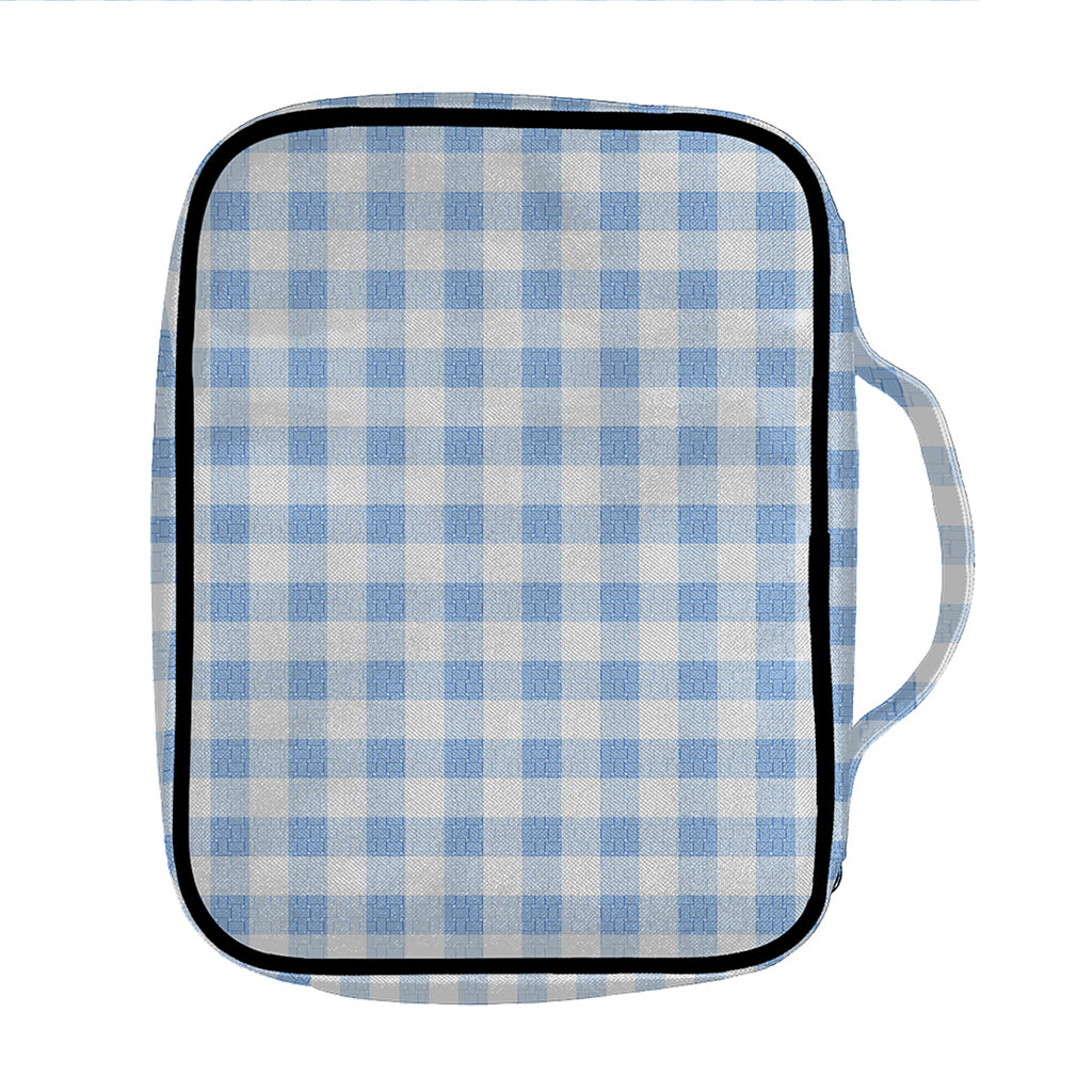 Cornflower Blue And White Gingham Print Front Pocket Bible Bag