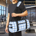 Cornflower Blue And White Gingham Print Gym Bag
