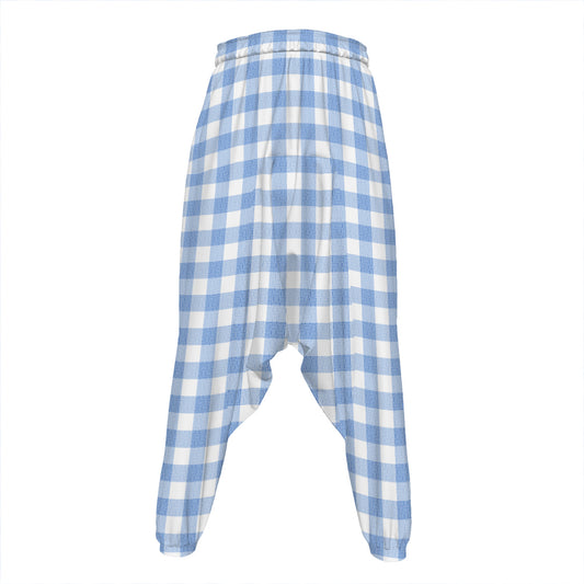 Cornflower Blue And White Gingham Print Hammer Pants