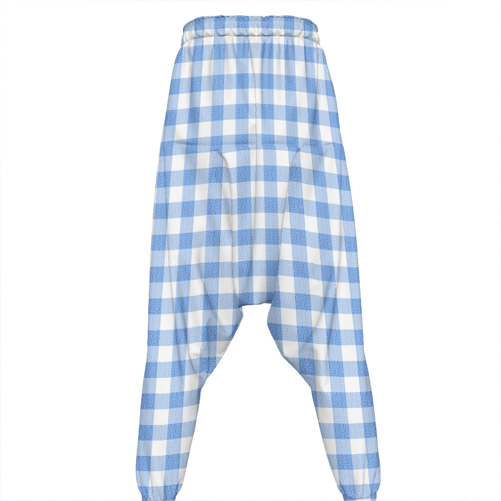 Cornflower Blue And White Gingham Print Hammer Pants