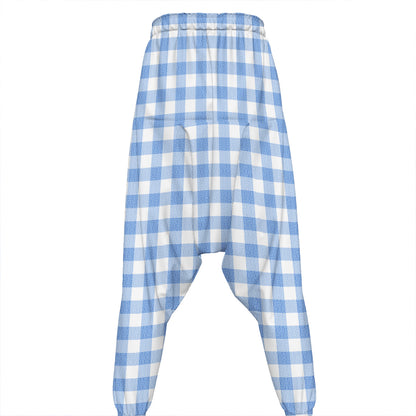 Cornflower Blue And White Gingham Print Hammer Pants