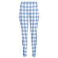 Cornflower Blue And White Gingham Print High-Waisted Pocket Leggings