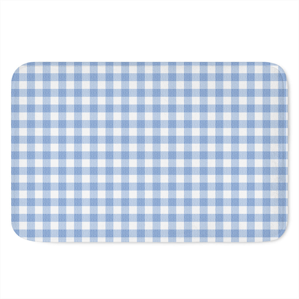 Cornflower Blue And White Gingham Print Indoor Door Mat