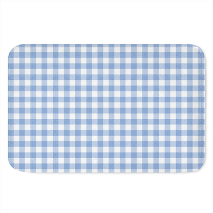 Cornflower Blue And White Gingham Print Indoor Door Mat