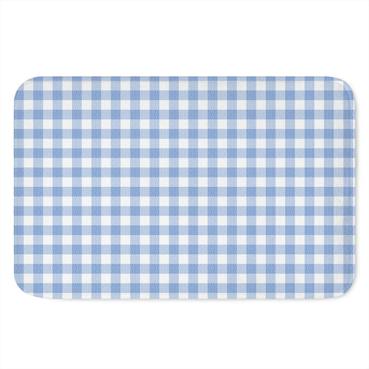 Cornflower Blue And White Gingham Print Indoor Door Mat