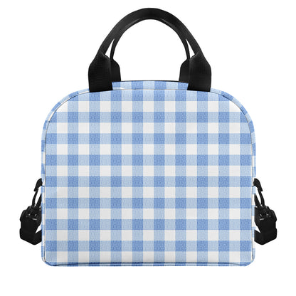 Cornflower Blue And White Gingham Print Insulated Lunch Bag