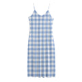 Cornflower Blue And White Gingham Print Jersey Midi Cami Dress