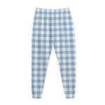Cornflower Blue And White Gingham Print Jogger Pants