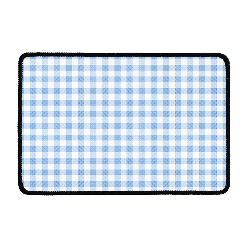 Cornflower Blue And White Gingham Print Kitchen Mat