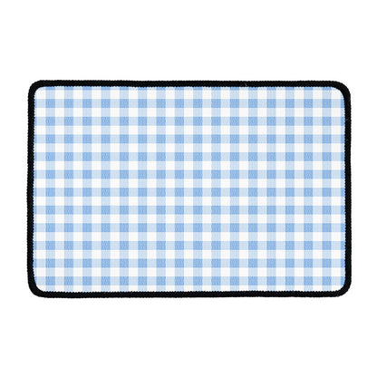 Cornflower Blue And White Gingham Print Kitchen Mat