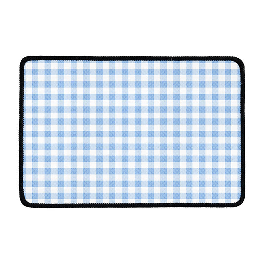 Cornflower Blue And White Gingham Print Kitchen Mat