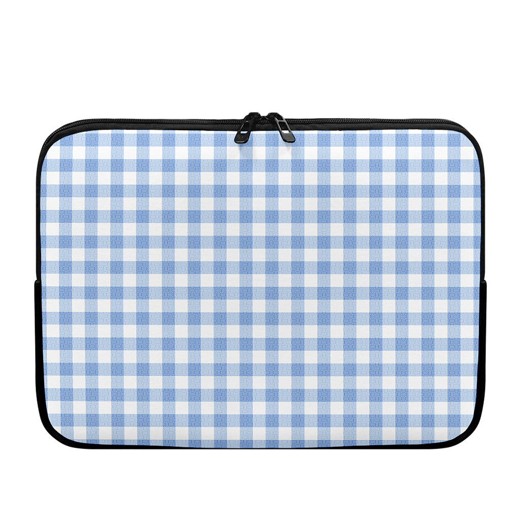Cornflower Blue And White Gingham Print Laptop Sleeve