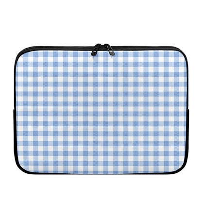 Cornflower Blue And White Gingham Print Laptop Sleeve