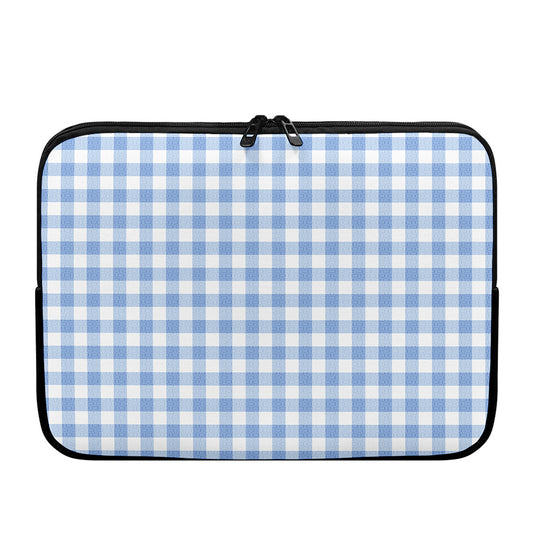Cornflower Blue And White Gingham Print Laptop Sleeve