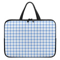 Cornflower Blue And White Gingham Print Laptop Sleeve With Handle