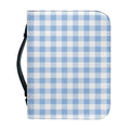 Cornflower Blue And White Gingham Print Leather Bible Cover