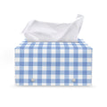 Cornflower Blue And White Gingham Print Leather Tissue Box Cover