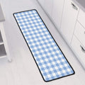 Cornflower Blue And White Gingham Print Long Kitchen Mat
