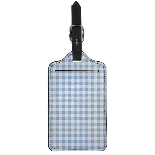 Cornflower Blue And White Gingham Print Luggage Tag