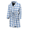 Cornflower Blue And White Gingham Print Men's Bathrobe