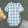 Cornflower Blue And White Gingham Print Men's Bodysuit