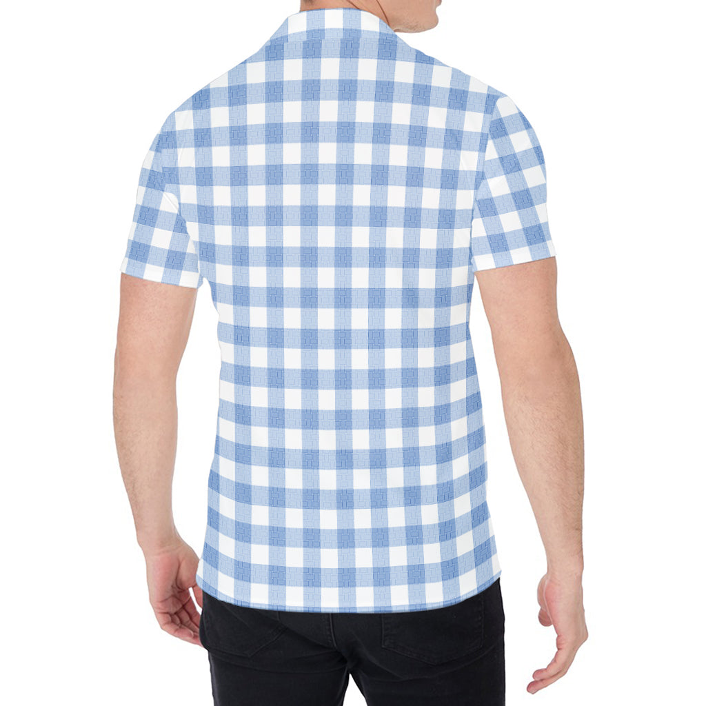Cornflower Blue And White Gingham Print Men's Shirt