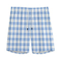 Cornflower Blue And White Gingham Print Men's Athletic Shorts