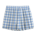 Cornflower Blue And White Gingham Print Mesh Shorts