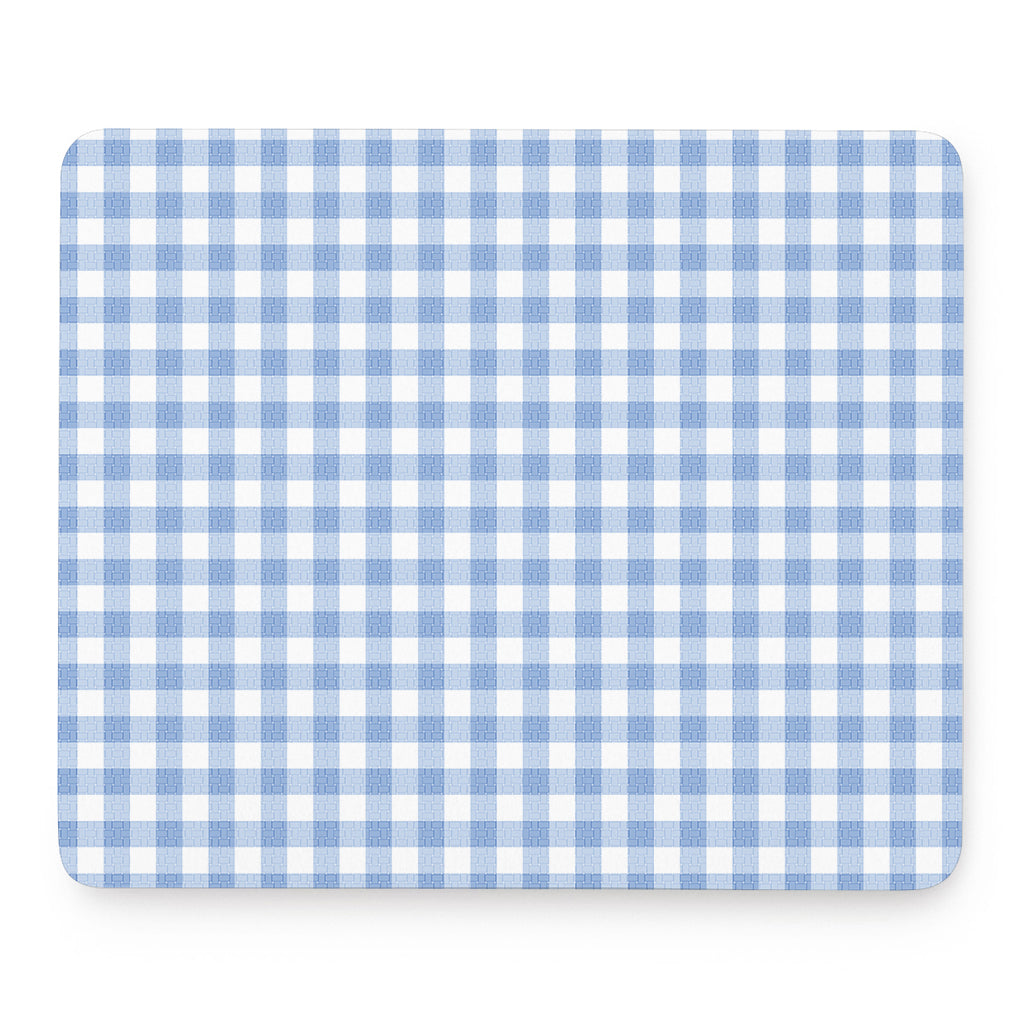 Cornflower Blue And White Gingham Print Mouse Pad