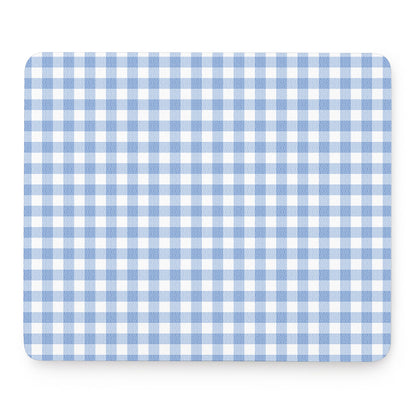 Cornflower Blue And White Gingham Print Mouse Pad