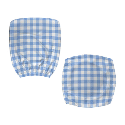 Cornflower Blue And White Gingham Print Office Chair Cover