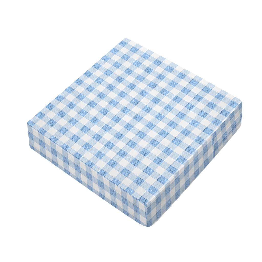 Cornflower Blue And White Gingham Print Outdoor Seat Cushion Cover