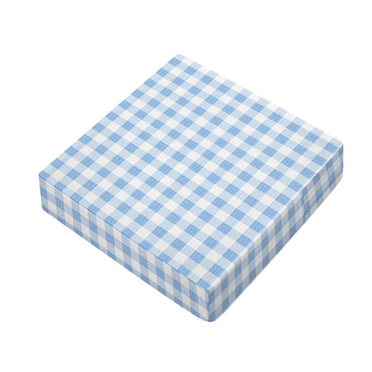 Cornflower Blue And White Gingham Print Outdoor Seat Cushion Cover