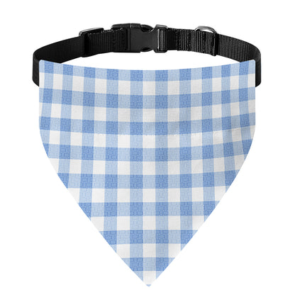 Cornflower Blue And White Gingham Print Over The Collar Dog Bandana