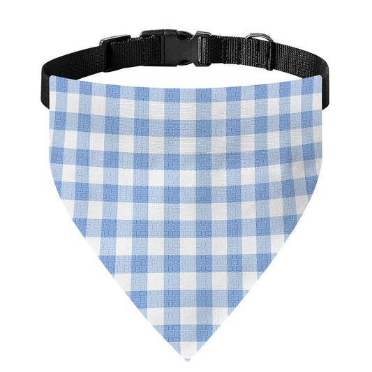 Cornflower Blue And White Gingham Print Over The Collar Dog Bandana