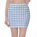 Cornflower Blue And White Gingham Print Pencil Mini Skirt