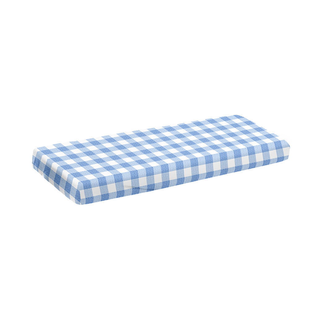 Cornflower Blue And White Gingham Print Piano Keyboard Cover