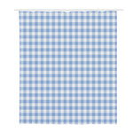 Cornflower Blue And White Gingham Print Polyester Shower Curtain