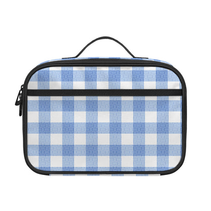 Cornflower Blue And White Gingham Print Portable Lunch Bag