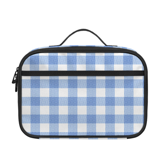 Cornflower Blue And White Gingham Print Portable Lunch Bag