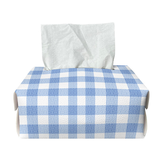 Cornflower Blue And White Gingham Print Rectangle Tissue Box Cover
