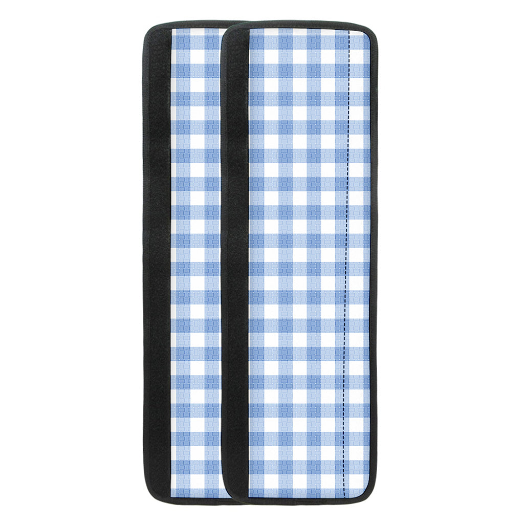 Cornflower Blue And White Gingham Print Refrigerator Handle Covers