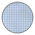 Cornflower Blue And White Gingham Print Round Floor Mat