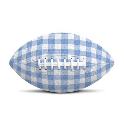 Cornflower Blue And White Gingham Print Rugby Ball