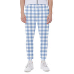 Cornflower Blue And White Gingham Print Scuba Joggers
