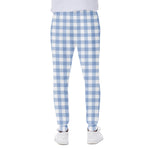 Cornflower Blue And White Gingham Print Scuba Joggers