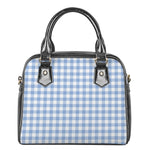 Cornflower Blue And White Gingham Print Shoulder Handbag