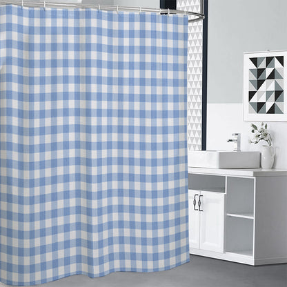Cornflower Blue And White Gingham Print Shower Curtain