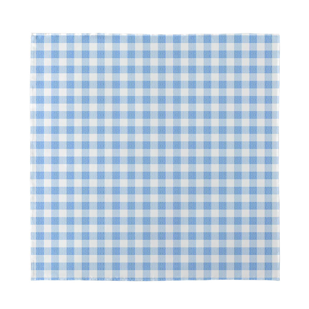Cornflower Blue And White Gingham Print Silk Bandana