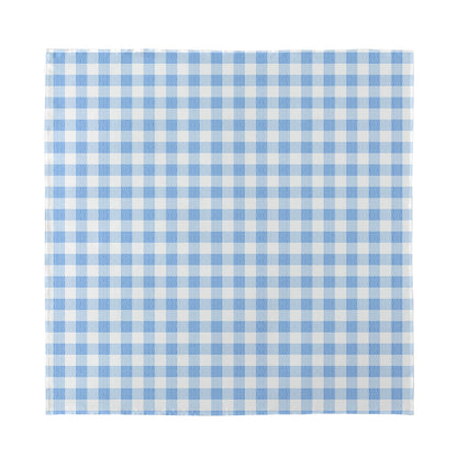 Cornflower Blue And White Gingham Print Silk Bandana